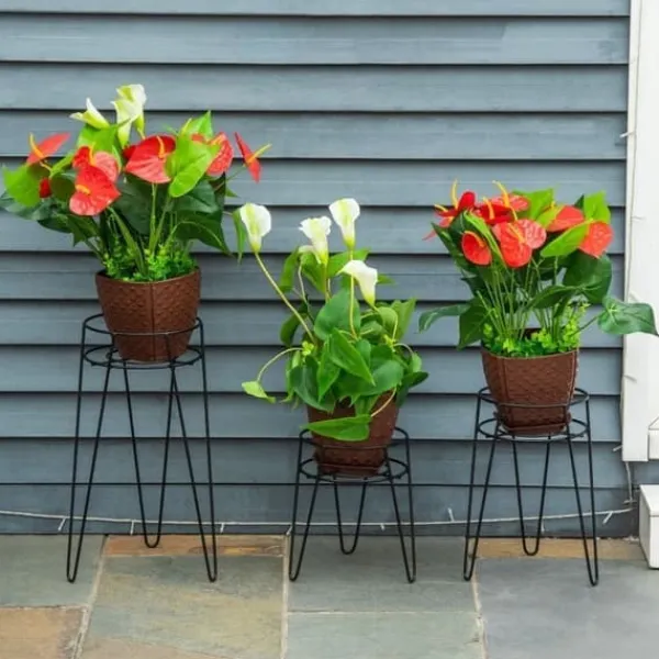 Online 3-pack blomställ i metall för krukor upp till Ø16 cm – svart Växtställ