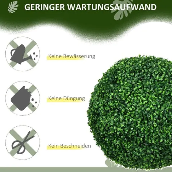 2-pack buxbomkulor 50 cm konstgjorda, plast, för hem, kontor & trädgård
