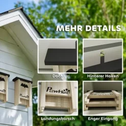 3-pack fladdermusbo, fladdermuslådor för trädgårdar, fruktträdgårdar, gårdar, enkel upphängning, 18 x 6 x 22,5 cm För Fåglar & Småvilt