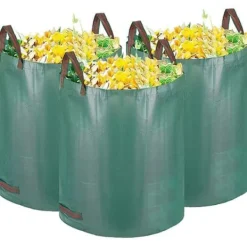 3-pack Heavy Duty 272L trädgårdssoppåsar med 4 robusta bärhandtag för att öka stabiliteten, Reus[78] Trädgårdskorgar