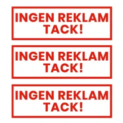3-pack Ingen Reklam Tack Klistermärke Dekal Röd 3,5×10,5cm Postlådor & Brevlådor