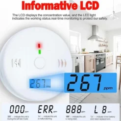 Hot 1-pack kolmonoxidlarm med LCD-display, UL2034-standard, lämplig för hemmabruk Rök- & Koloxiddetektorer