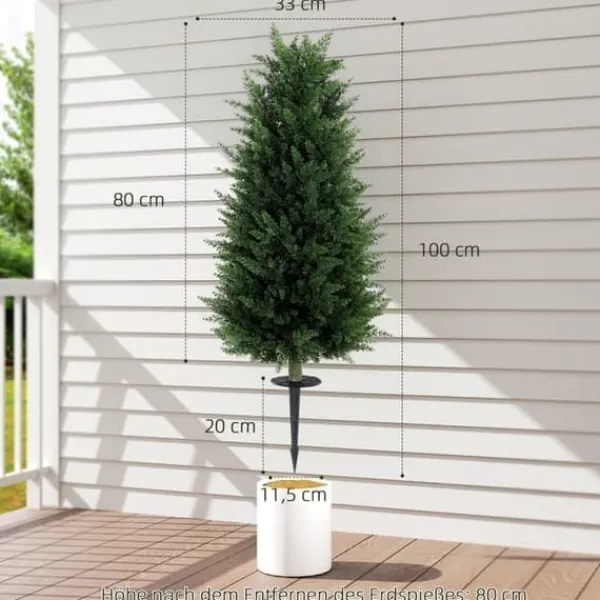 Outlet 2-pack konstgjord cypress 100 cm med jordspjut, naturtrogen för trädgård & hem Träd