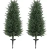 Outlet 2-pack konstgjord cypress 100 cm med jordspjut, naturtrogen för trädgård & hem Träd