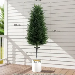 Outlet 2-pack konstgjord cypress 100 cm med jordspjut, naturtrogen för trädgård & hem Träd