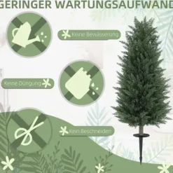 Outlet 2-pack konstgjord cypress 100 cm med jordspjut, naturtrogen för trädgård & hem Träd