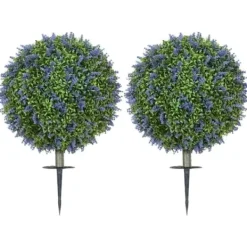 2-pack konstgjord lavendel 60 cm UV-skydd med markspjut, för hem & trädgård