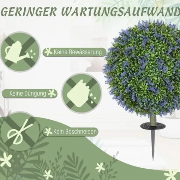 2-pack konstgjord lavendel 60 cm UV-skydd med markspjut, för hem & trädgård