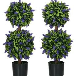 Sale 2-pack konstgjord lavendel 70 cm med kruka, UV-skydd, för hem & trädgård Trädgårdsprydnader