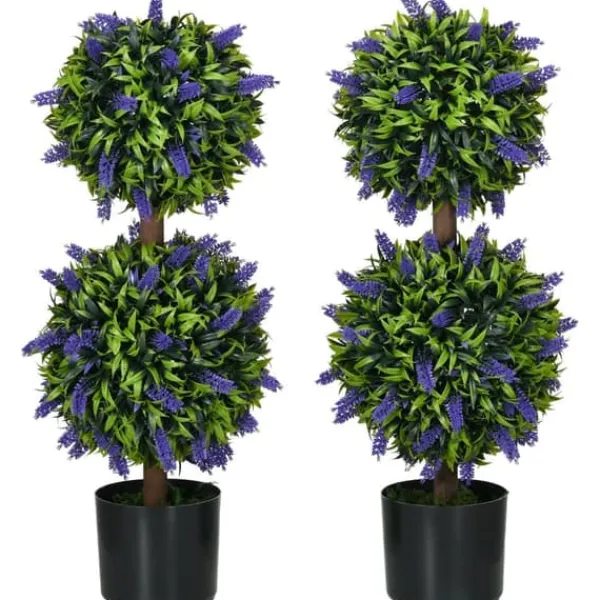Sale 2-pack konstgjord lavendel 70 cm med kruka, UV-skydd, för hem & trädgård Trädgårdsprydnader