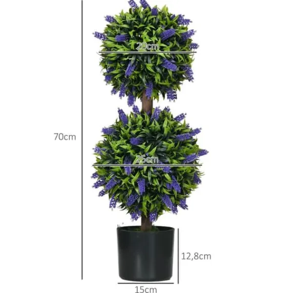 Sale 2-pack konstgjord lavendel 70 cm med kruka, UV-skydd, för hem & trädgård Trädgårdsprydnader
