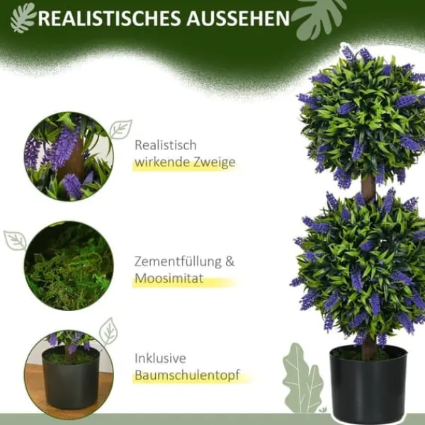 Sale 2-pack konstgjord lavendel 70 cm med kruka, UV-skydd, för hem & trädgård Trädgårdsprydnader