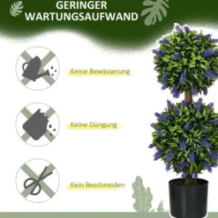 Sale 2-pack konstgjord lavendel 70 cm med kruka, UV-skydd, för hem & trädgård Trädgårdsprydnader