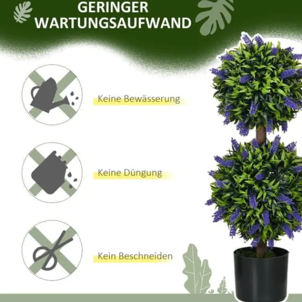 Sale 2-pack konstgjord lavendel 70 cm med kruka, UV-skydd, för hem & trädgård Trädgårdsprydnader