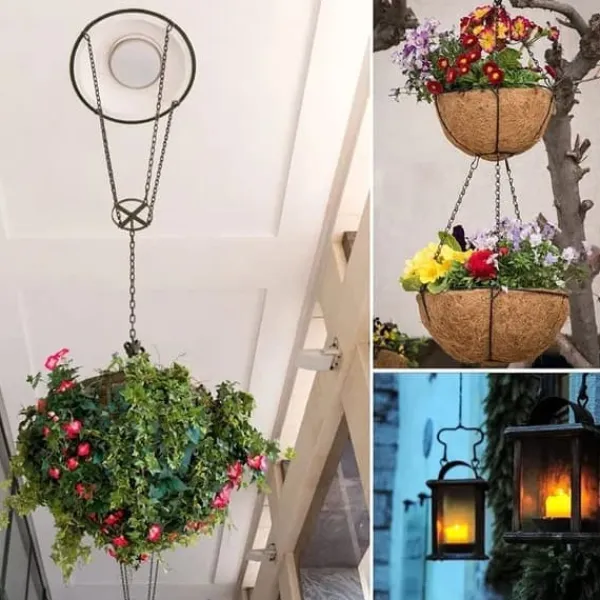 Outlet 3-pack metallhängande kedjor växtstöd för fågelmatare, lyktor och vindspel, starka krokar för utomhusbruk Krukor & Växtbehållare