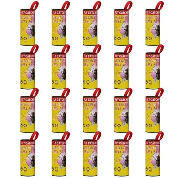 20-pack papper flugremsor, flugtejp, hängande inomhus och utomhus, fruktfluga fälla, 4
