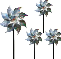 4-pack Reflekterande Fågelskrämmande Vindsnurror 50 cm - Vinddriven & Dekorativ | Naturlig Fågelavskräckare för Trädgård/Balkong