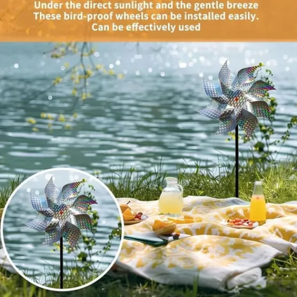 4-pack Reflekterande Fågelskrämmande Vindsnurror 50 cm - Vinddriven & Dekorativ | Naturlig Fågelavskräckare för Trädgård/Balkong
