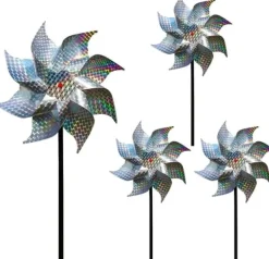 Clearance 4-pack Reflekterande Fågelskrämmande Vindsnurror 50 cm - Vinddriven & Dekorativ | Naturlig Fågelavskräckare för Trädgård/Balkong För Fåglar & Småvilt