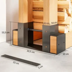 Hot 2-pack vedställ för inomhus 33,5×10×15,5 cm, justerbar längd, metall, svart Tillbehör Till Vedeldade Kaminer & Öppna Spisar