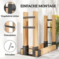 Hot 2-pack vedställ för inomhus 33,5×10×15,5 cm, justerbar längd, metall, svart Tillbehör Till Vedeldade Kaminer & Öppna Spisar