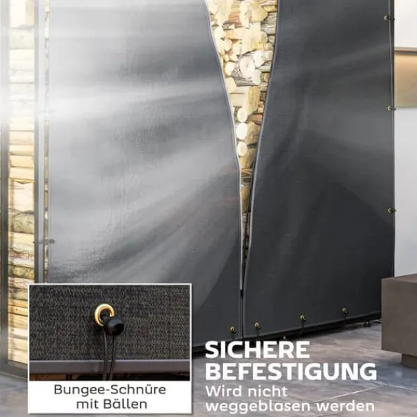 Online 2-pack överdrag för vedställ 174 cm, vattentätt 600D oxford, UV-skydd, passar 176B x 163/175H cm, svart Tillbehör Till Vedeldade Kaminer & Öppna Spisar