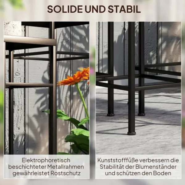 Online 3-pack växtställ upp till 71 cm, metall i tre storlekar – blå/vit Växtställ