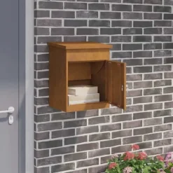 Hot Paketlåda i Cortenstål - Modern och Låsbar Design | Storlek: 44x35x59 cm | Färg: Rostig Postlådor & Brevlådor