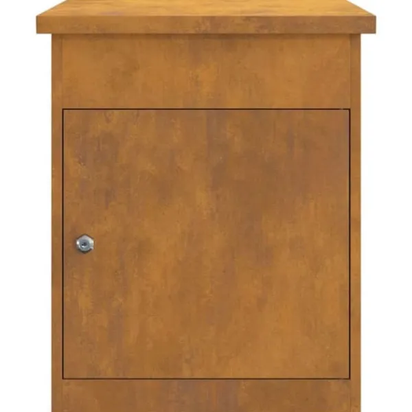 Hot Paketlåda i Cortenstål - Modern och Låsbar Design | Storlek: 44x35x59 cm | Färg: Rostig Postlådor & Brevlådor
