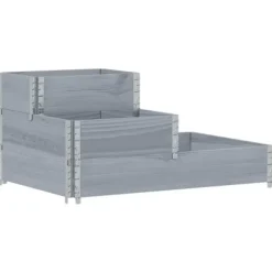 Clearance Pallkrage 3 nivåer grå 120x80 cm massiv furu Planteringsbänkar