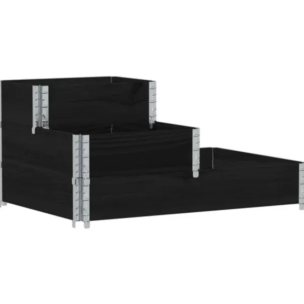 Sale Pallkrage 3 nivåer svart 120x80 cm massiv furu Planteringsbänkar