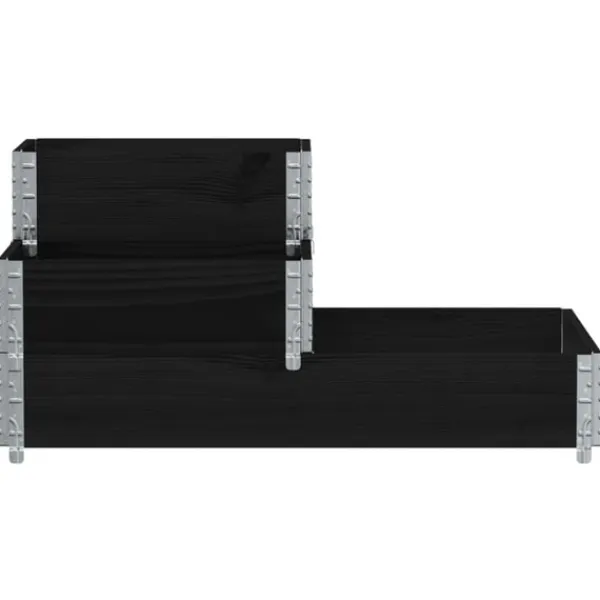 Sale Pallkrage 3 nivåer svart 120x80 cm massiv furu Planteringsbänkar
