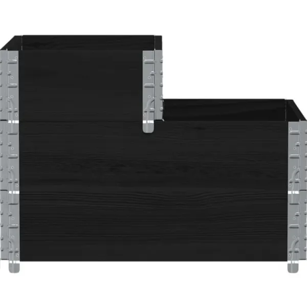 Sale Pallkrage 3 nivåer svart 120x80 cm massiv furu Planteringsbänkar