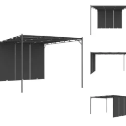 Partytält & paviljoner - Living Trädgårdspaviljong med draperier 4x3x2,25 m antracit