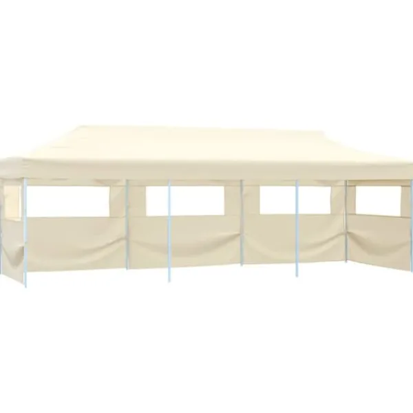 Discount Partytält & paviljoner - Living Pop-Up hopfällbart partytält med 5 sidoväggar 3x9 m gräddvit Tält & Lusthus