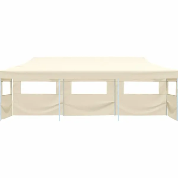 Discount Partytält & paviljoner - Living Pop-Up hopfällbart partytält med 5 sidoväggar 3x9 m gräddvit Tält & Lusthus