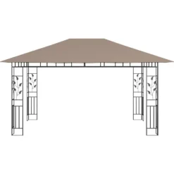New Partytält & paviljoner - Living Paviljong myggnät och ljusslinga LED 4x3x2,73 m taupe 180 g/m² Tält & Lusthus