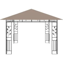 New Partytält & paviljoner - Living Paviljong myggnät och ljusslinga LED 4x3x2,73 m taupe 180 g/m² Tält & Lusthus
