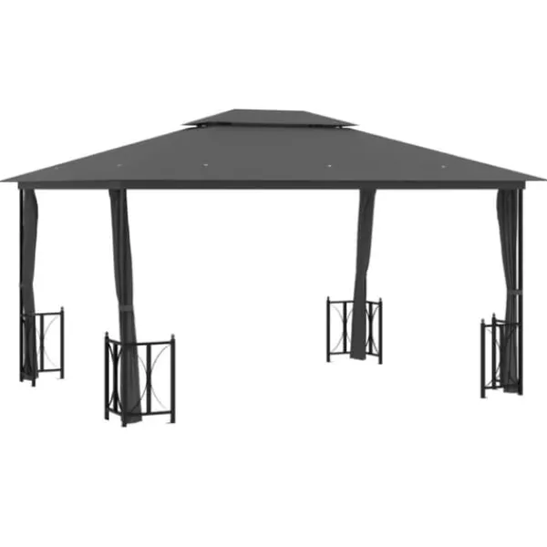 Best Partytält & paviljoner - Living Paviljong med draperier och dubbelt tak 3x4 m antracit Tält & Lusthus