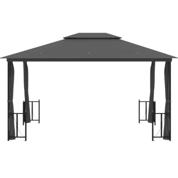 Best Partytält & paviljoner - Living Paviljong med draperier och dubbelt tak 3x4 m antracit Tält & Lusthus