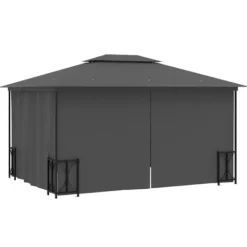 Best Partytält & paviljoner - Living Paviljong med draperier och dubbelt tak 3x4 m antracit Tält & Lusthus
