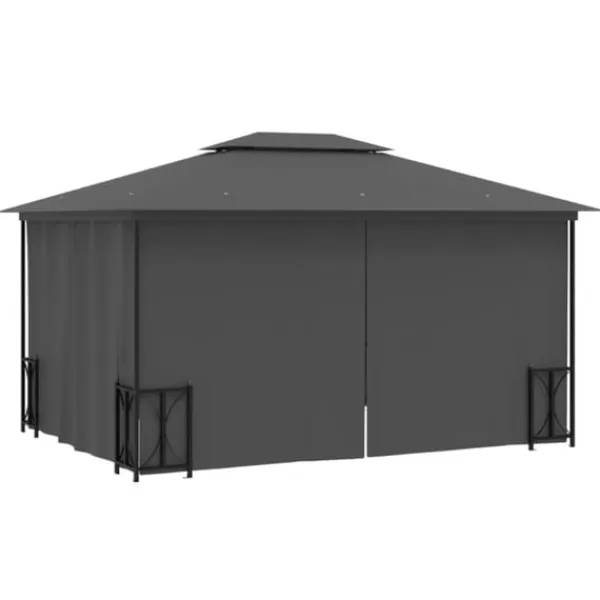Best Partytält & paviljoner - Living Paviljong med draperier och dubbelt tak 3x4 m antracit Tält & Lusthus