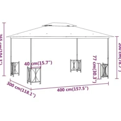 Best Partytält & paviljoner - Living Paviljong med draperier och dubbelt tak 3x4 m antracit Tält & Lusthus