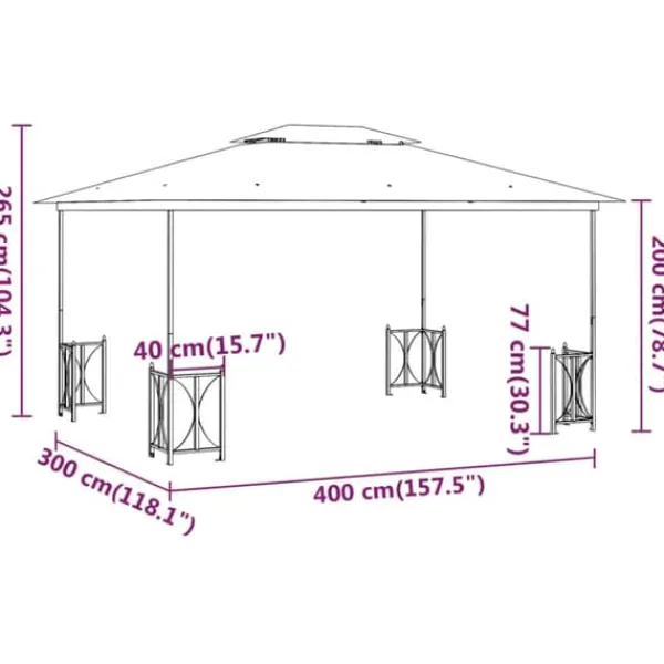 Best Partytält & paviljoner - Living Paviljong med draperier och dubbelt tak 3x4 m antracit Tält & Lusthus