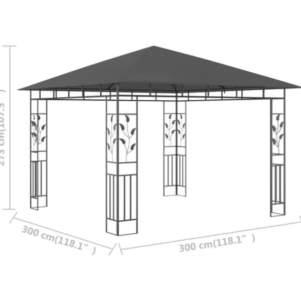 Partytält & paviljoner - Living Paviljong med myggnät 3x3x2,73 m antracit 180 g/m² Tält & Lusthus