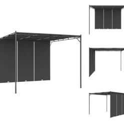 Partytält & paviljoner - Living Trädgårdspaviljong med draperier 3x3x2,25 m antracit Valvbågar, Spaljéer, Bersåer & Pergolor