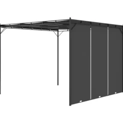 Partytält & paviljoner - Living Trädgårdspaviljong med draperier 3x3x2,25 m antracit Valvbågar, Spaljéer, Bersåer & Pergolor