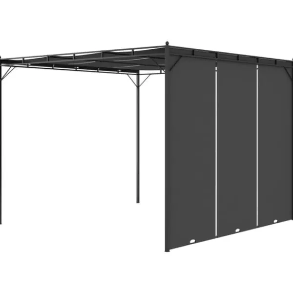 Partytält & paviljoner - Living Trädgårdspaviljong med draperier 3x3x2,25 m antracit Valvbågar, Spaljéer, Bersåer & Pergolor