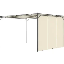 Partytält & paviljoner - Living Trädgårdspaviljong med draperier 4x3x2,25 m gräddvit