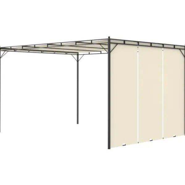 Partytält & paviljoner - Living Trädgårdspaviljong med draperier 4x3x2,25 m gräddvit